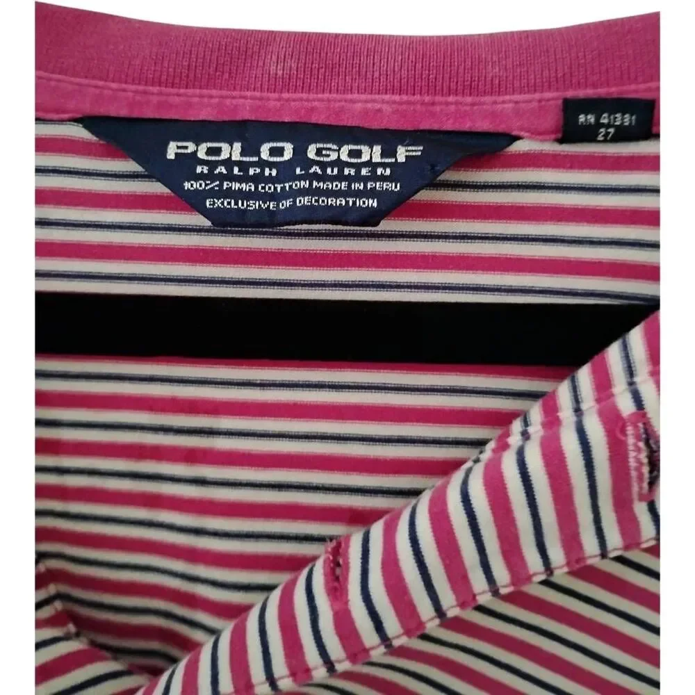 Men's Polo Ralph Lauren Striped Golf Polo Shirt Size Large